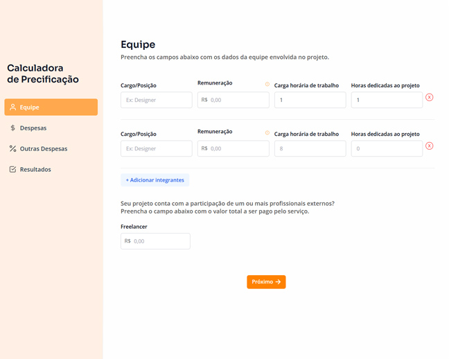 Calculadora de precificação	